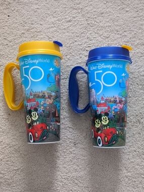 Disney 50th Anniversary Travel Mug Set - Blue and Yellow